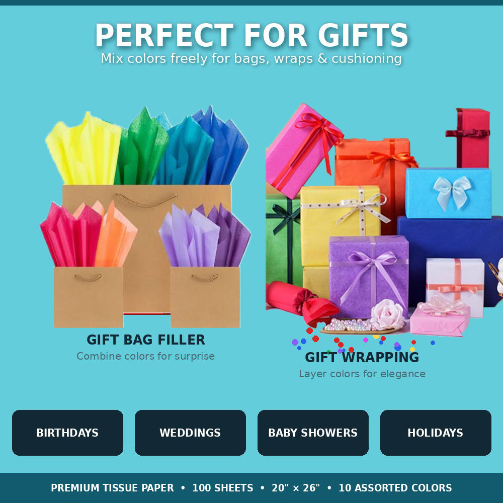 Allgala Assorted Tissue Paper, 20 x 26 in – Gift Wrapping & Crafts