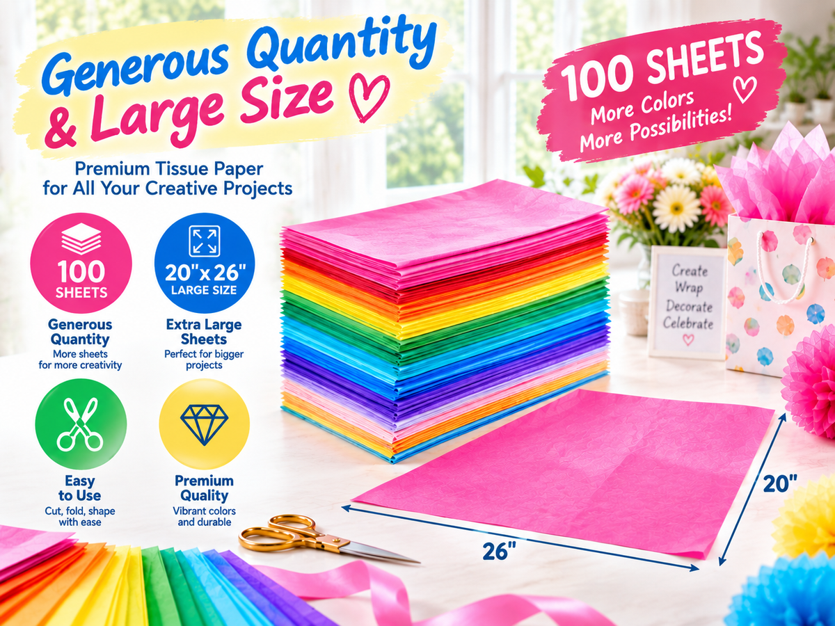 Allgala Assorted Tissue Paper, 20 x 26 in – Gift Wrapping & Crafts