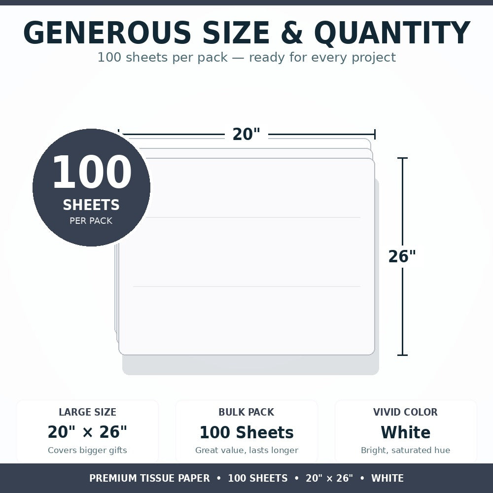Allgala White Tissue Paper, 20 x 26 in – Gift Wrapping & Crafts