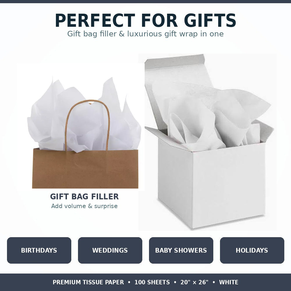 Allgala White Tissue Paper, 20 x 26 in – Gift Wrapping & Crafts
