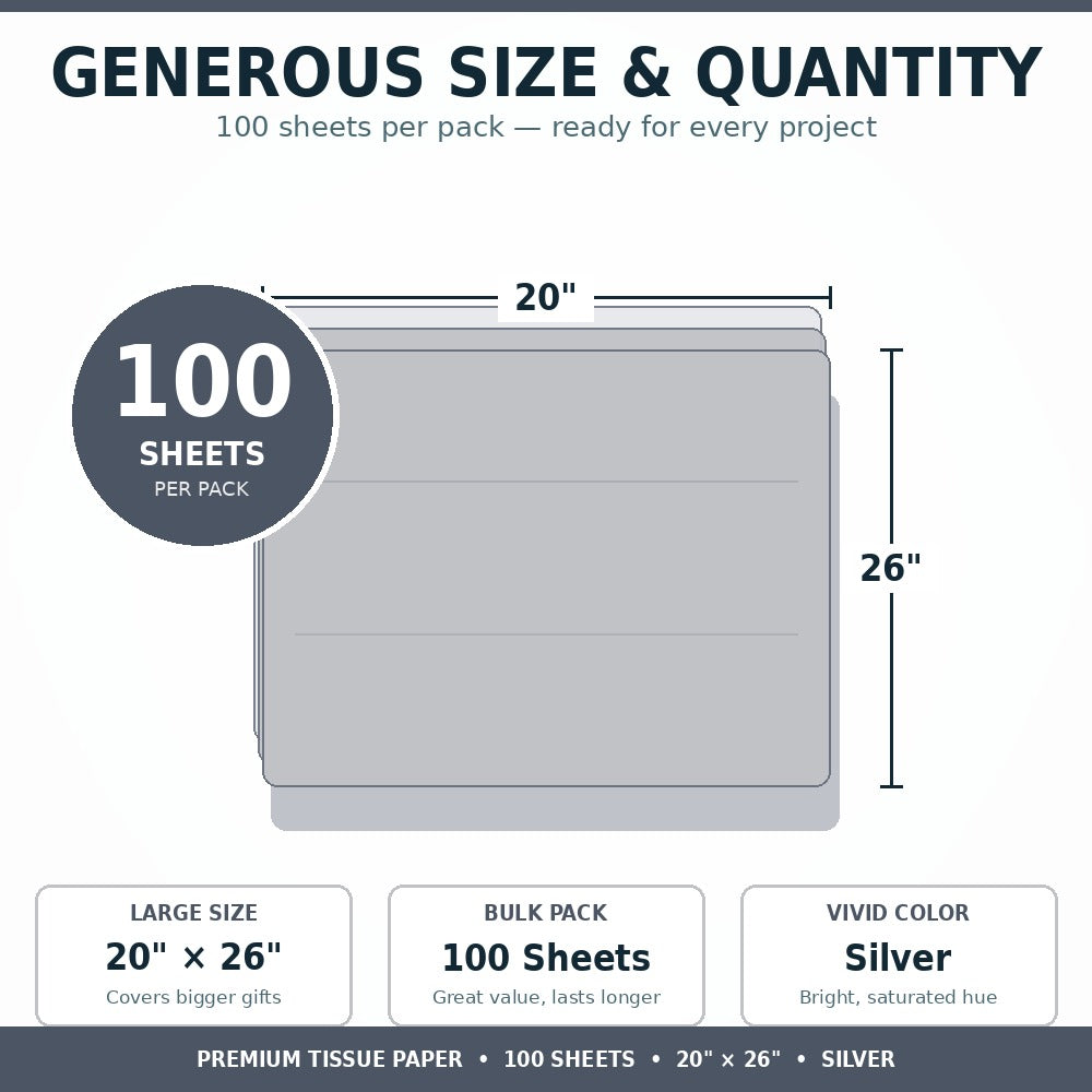 Allgala Silver Tissue Paper, 20 x 26 in – Gift Wrapping & Crafts
