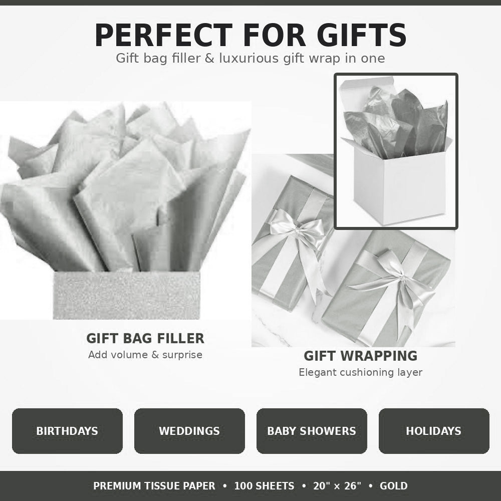 Allgala Silver Tissue Paper, 20 x 26 in – Gift Wrapping & Crafts