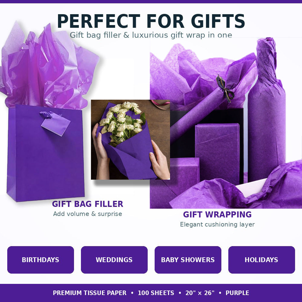 Allgala Purple Tissue Paper, 20 x 26 in – Gift Wrapping & Crafts