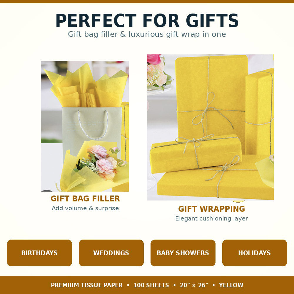 Allgala Yellow Tissue Paper, 20 x 26 in – Gift Wrapping & Crafts