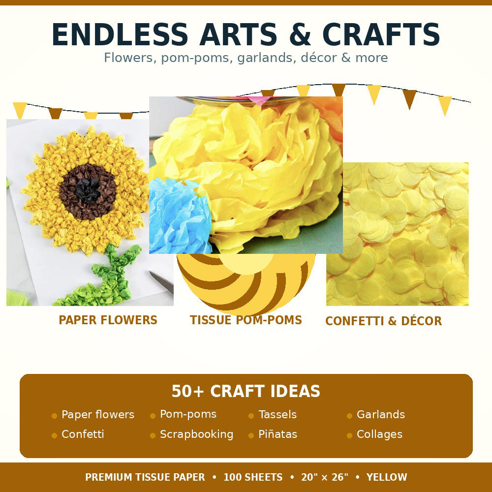 Allgala Yellow Tissue Paper, 20 x 26 in – Gift Wrapping & Crafts
