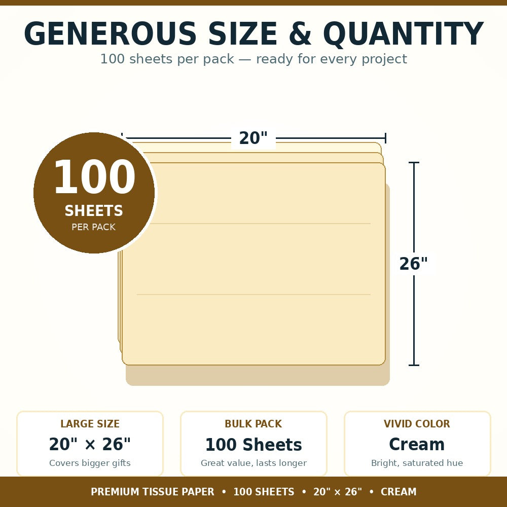 Allgala Ivory Tissue Paper, 20 x 26 in – Gift Wrapping & Crafts