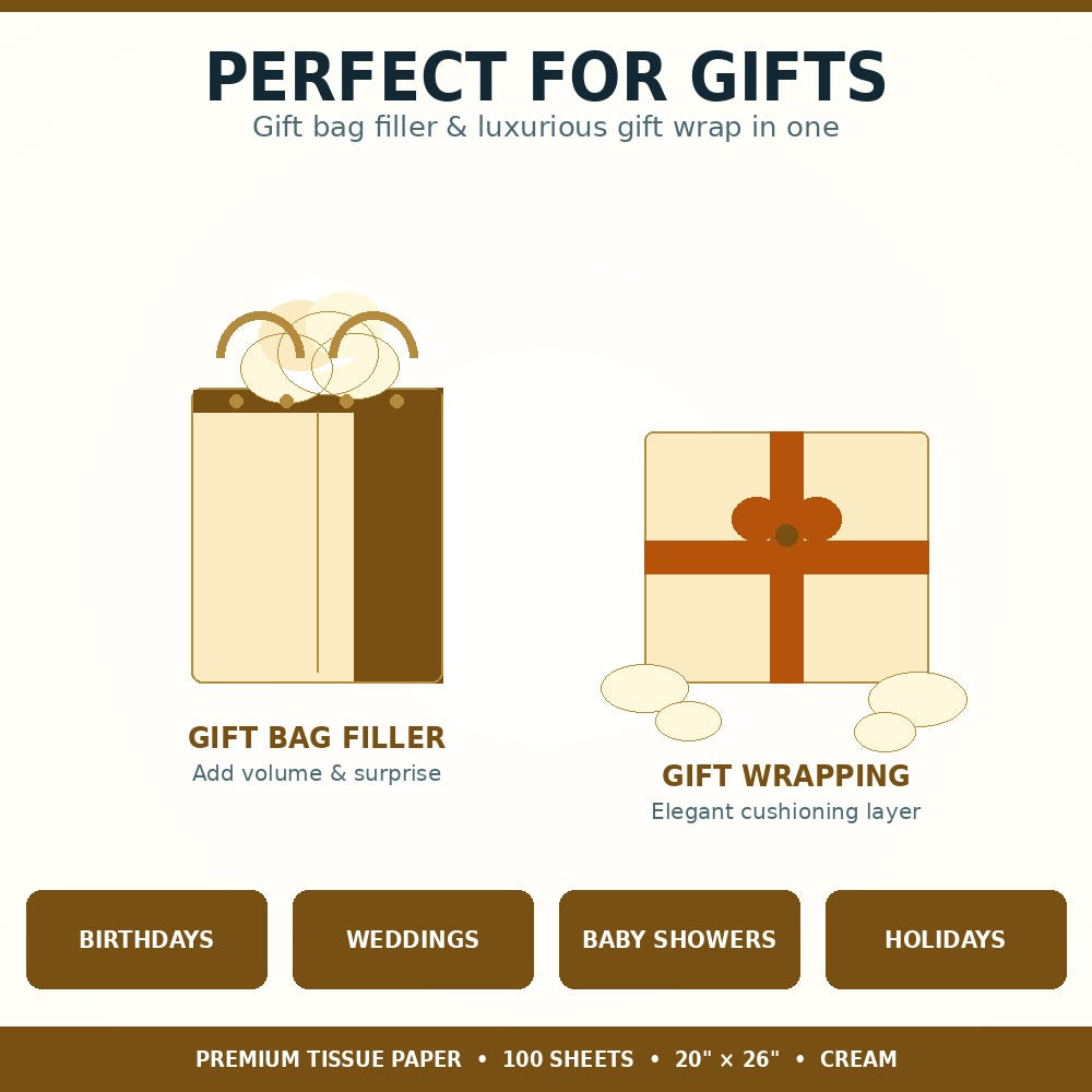 Allgala Ivory Tissue Paper, 20 x 26 in – Gift Wrapping & Crafts