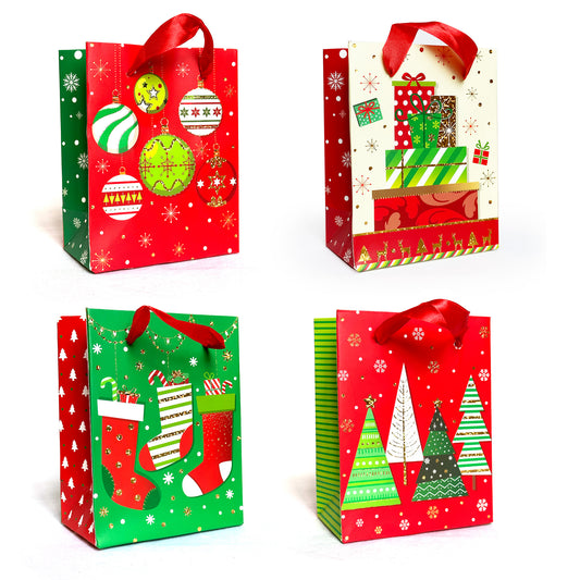 Allgala Gift Bags Christmas 12-PC Premium Metallic Foil Hotstamping Gift Bag - GP9103B