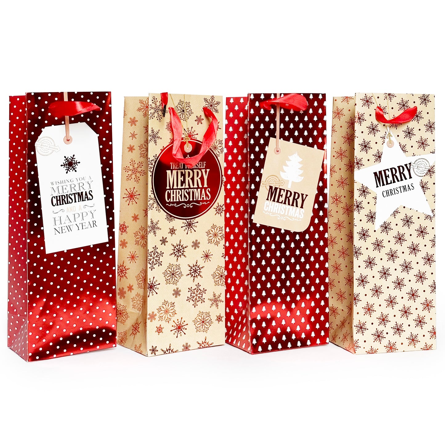 Allgala Gift Bags Christmas 12-PC Premium Metallic Foil Hotstamping Gift Bag - GP9105B