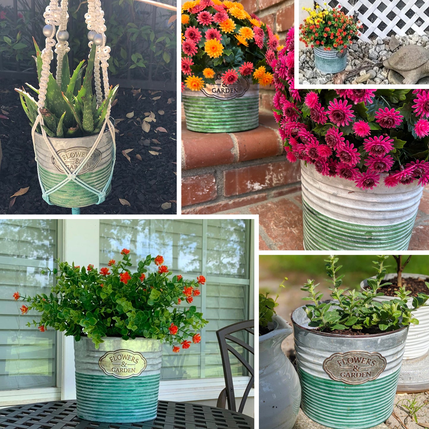 Galvanized Planter Pot Indoor and Outdoor Decoration