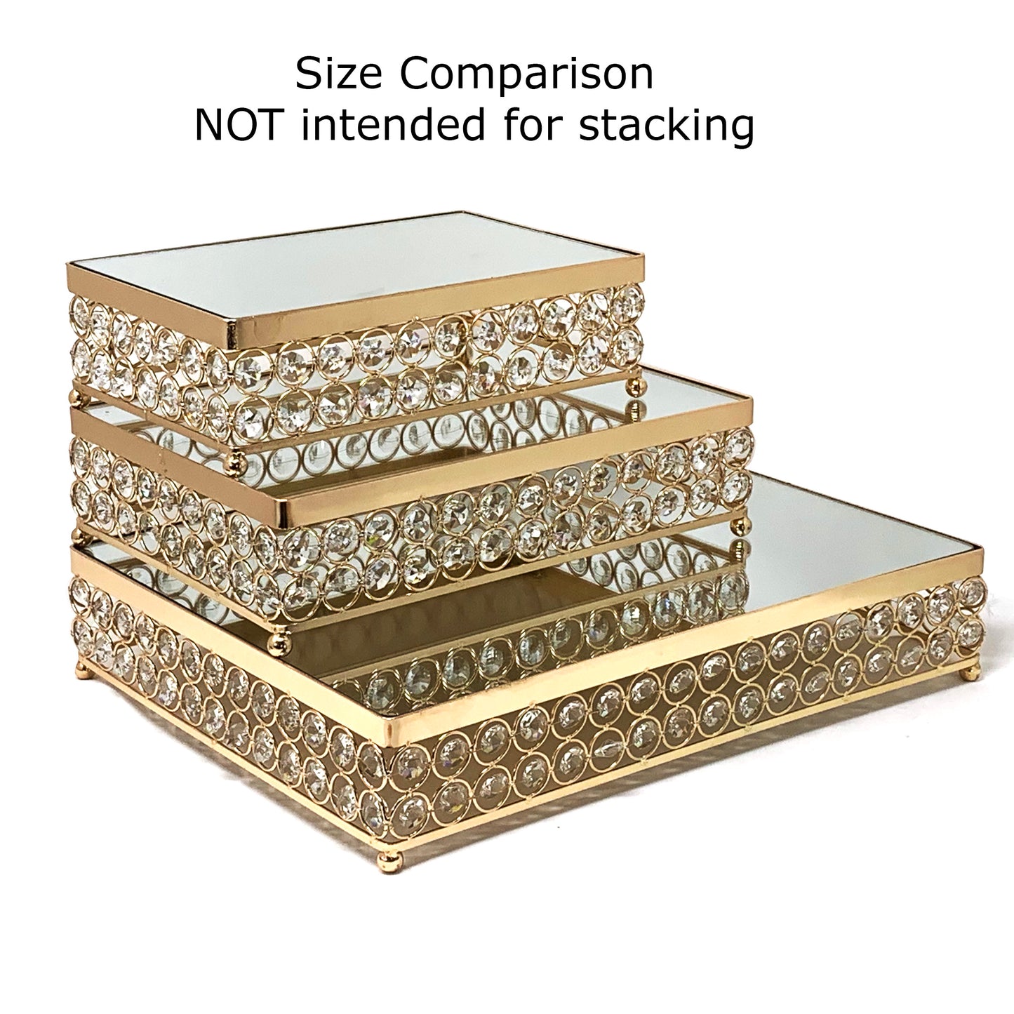 Crystal Cake Stand 3 Piece Set High Quality Rectangle Crystal Cake Stand with Mirror Plate