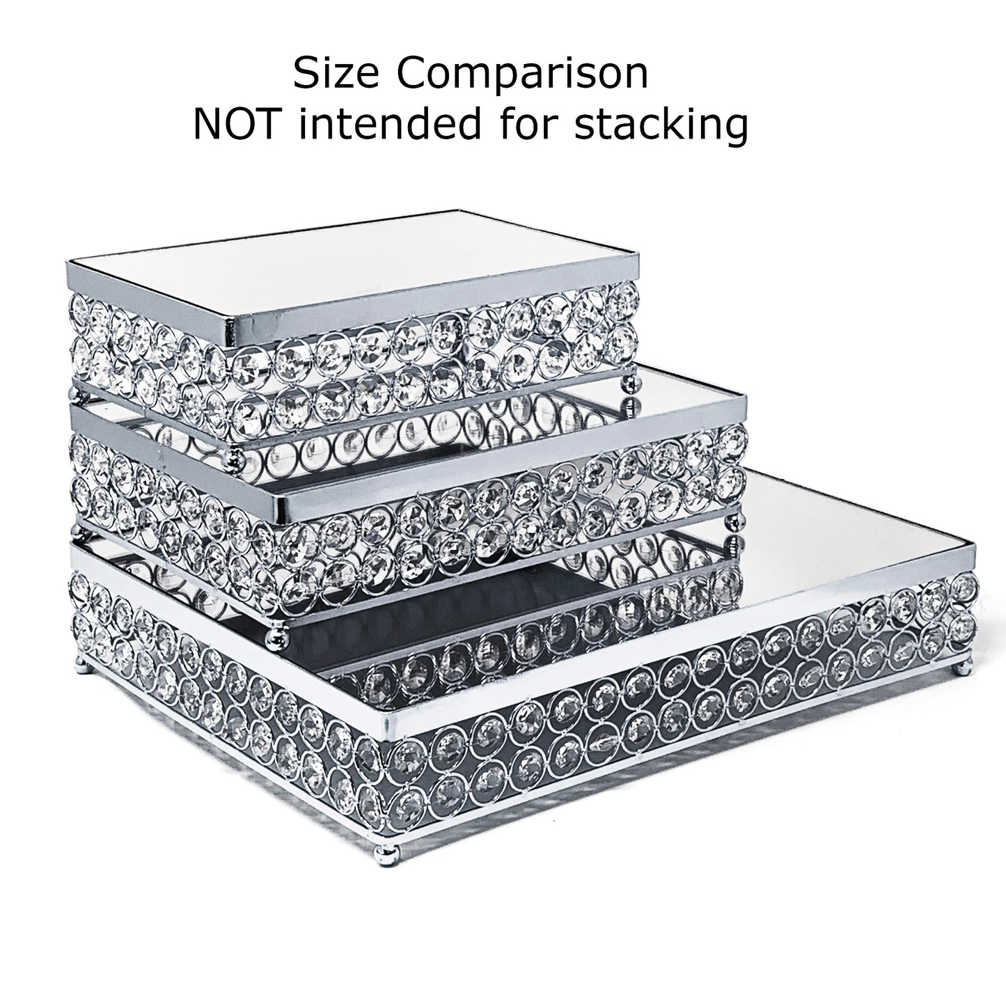 Crystal Cake Stand 3 Piece Set High Quality Rectangle Crystal Cake Stand with Mirror Plate