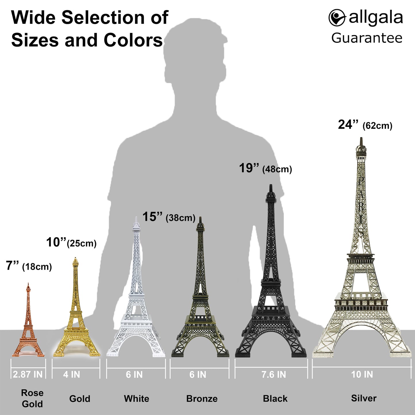 Allgala Eiffel Tower Statue 7" (18cm) Decor Alloy Metal