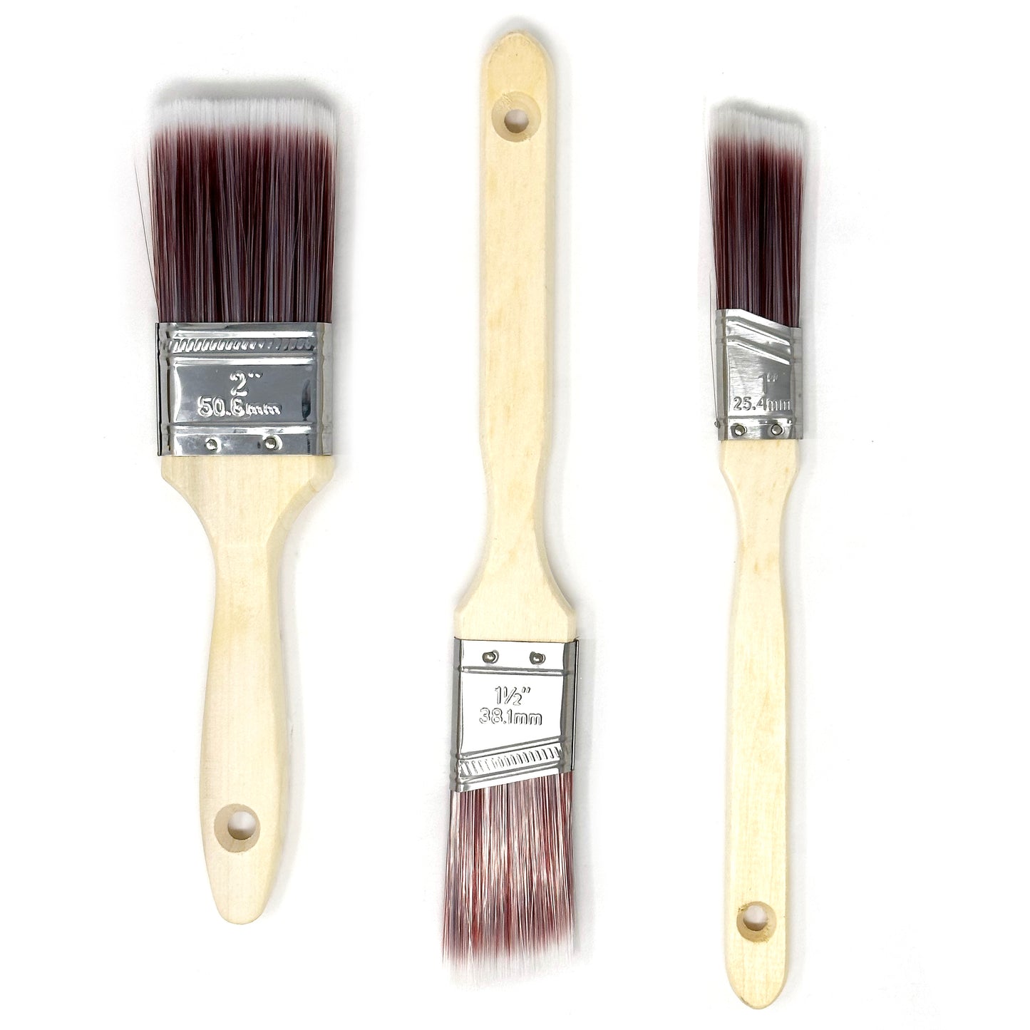 Allgala Paint Brushes 3-PK 1"+1.5"+2 Set for All Surface with Premium Wood Handle and Durable Filament Bristles