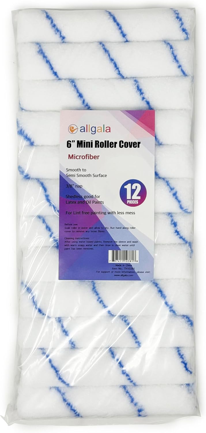 Allgala Paint Roller 6" Mini 3/8" Nap Shedless Microfiber Paint Roller Cover - TH10380