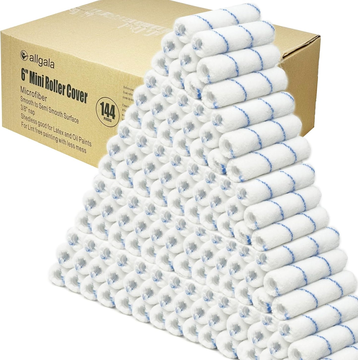 Allgala Paint Roller 6" Mini 3/8" Nap Shedless Microfiber Paint Roller Cover - TH10380