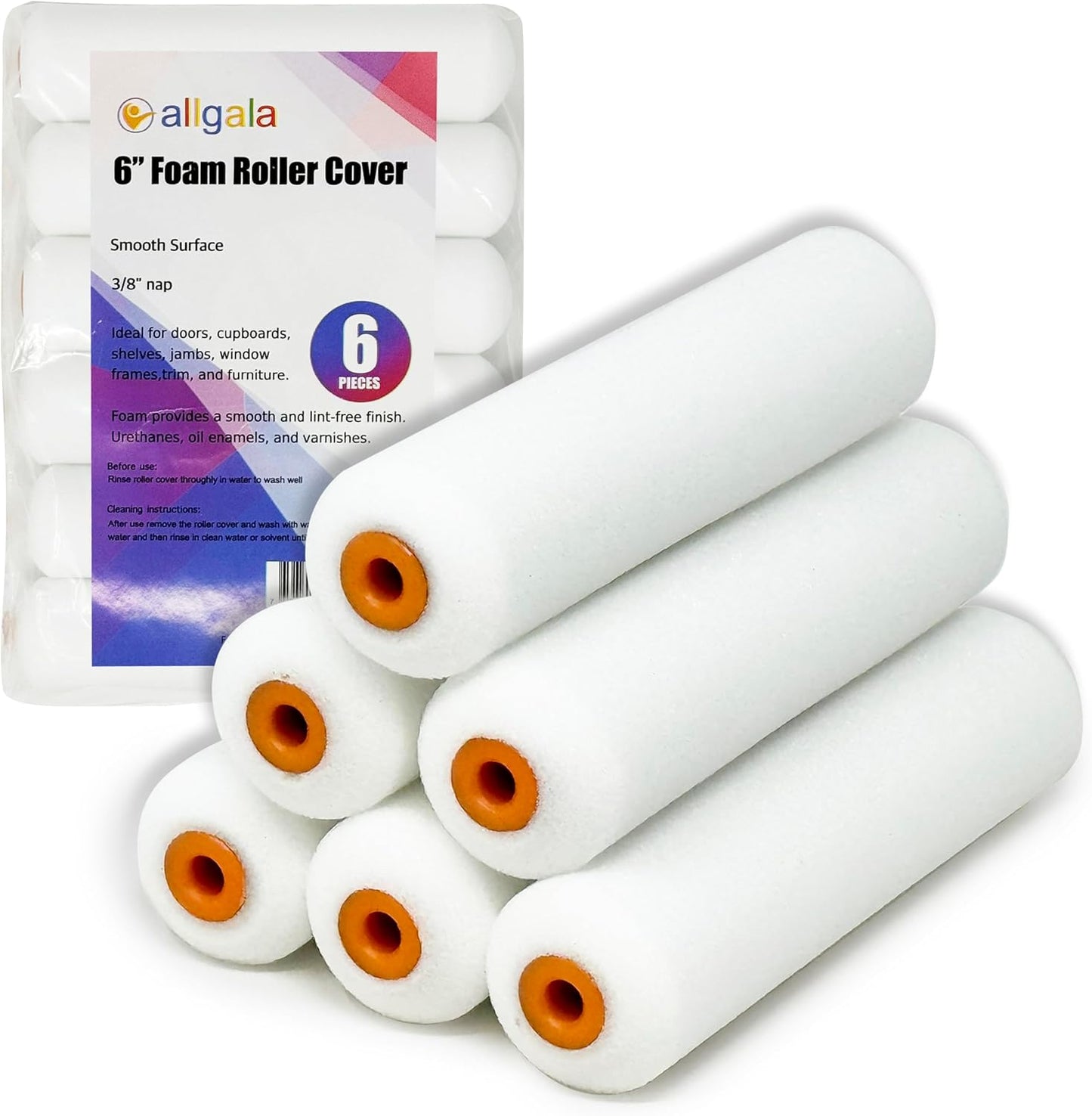 Allgala Paint Roller 6" Mini Shedless Foam Roller Paint Roller Cover