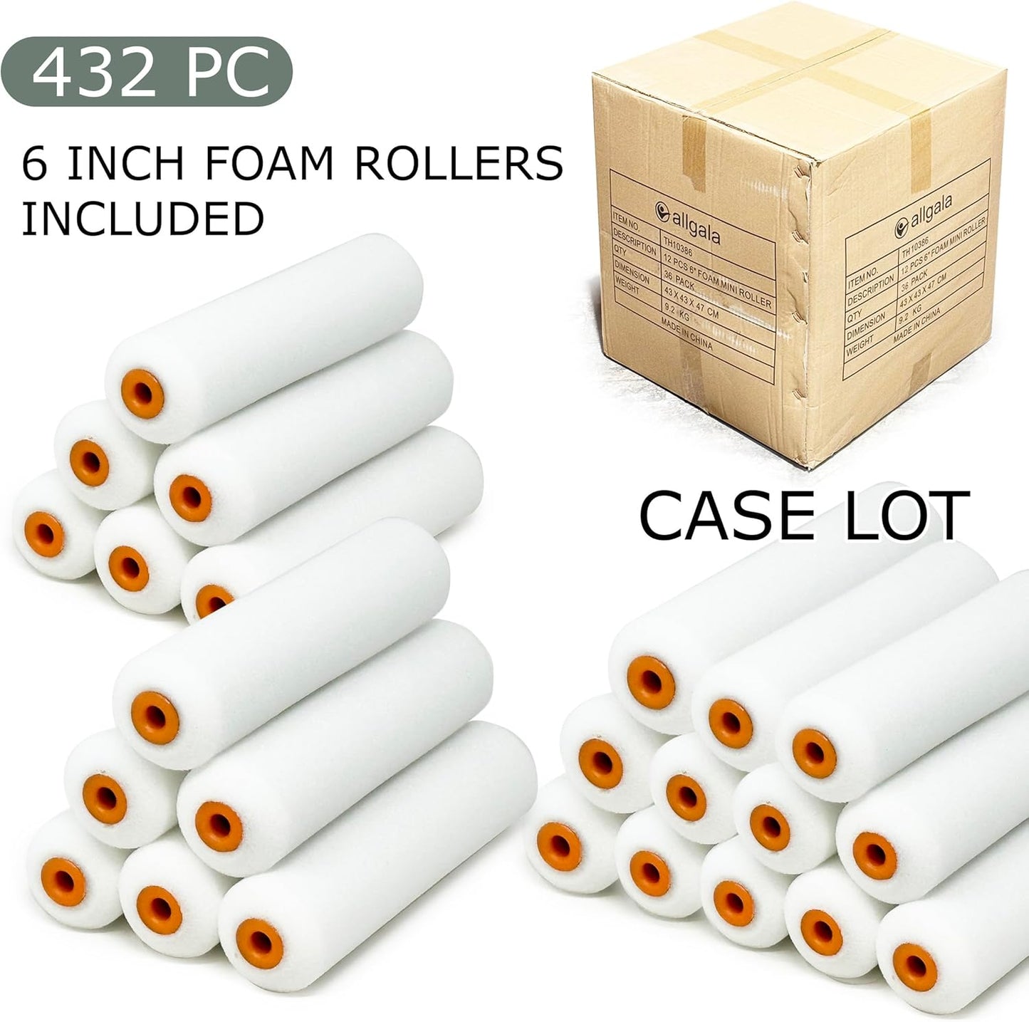 Allgala Paint Roller 6" Mini Shedless Foam Roller Paint Roller Cover