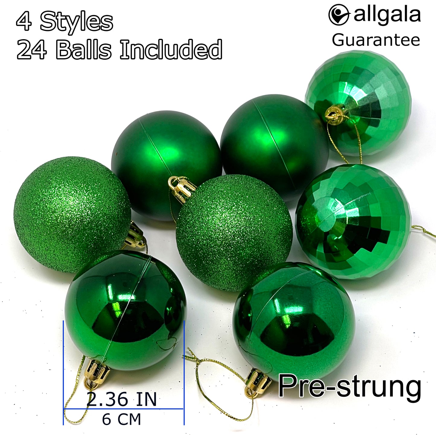 Allgala Christmas Ornament Balls - 24 PK 2.33 Inch (6CM)  for Xmas Tree-4 Style