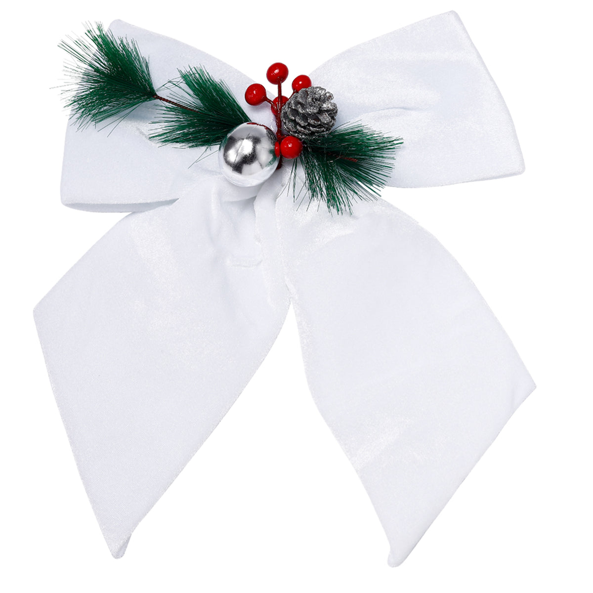 White velvet Christmas bow set