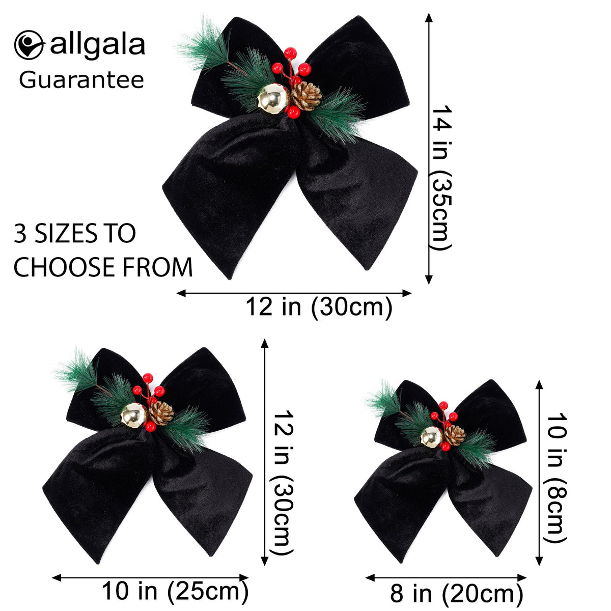 Black velvet Christmas bow set