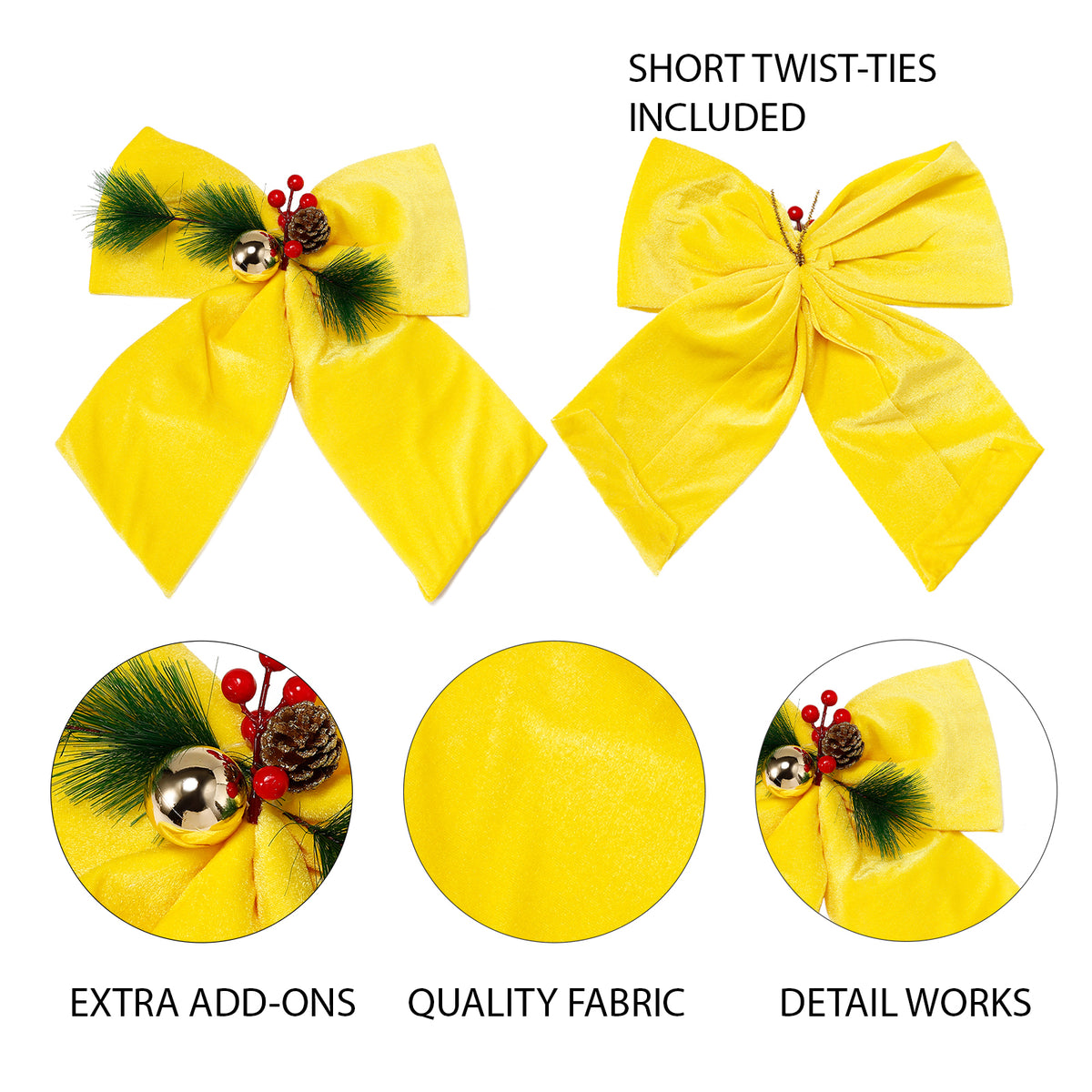 Allgala Gold Velvet Christmas Bows – 6 Pack