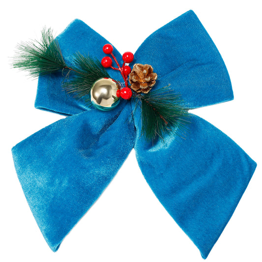 Allgala Blue Velvet Christmas Bows – 6 Pack