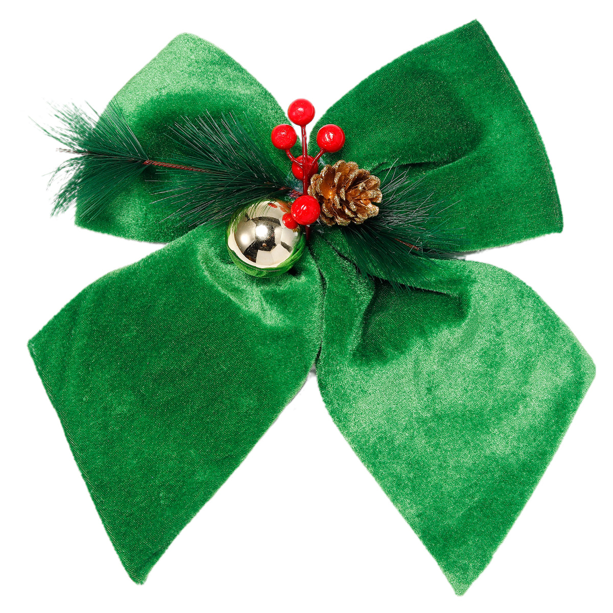 Allgala Green Velvet Christmas Bows – 6 Pack