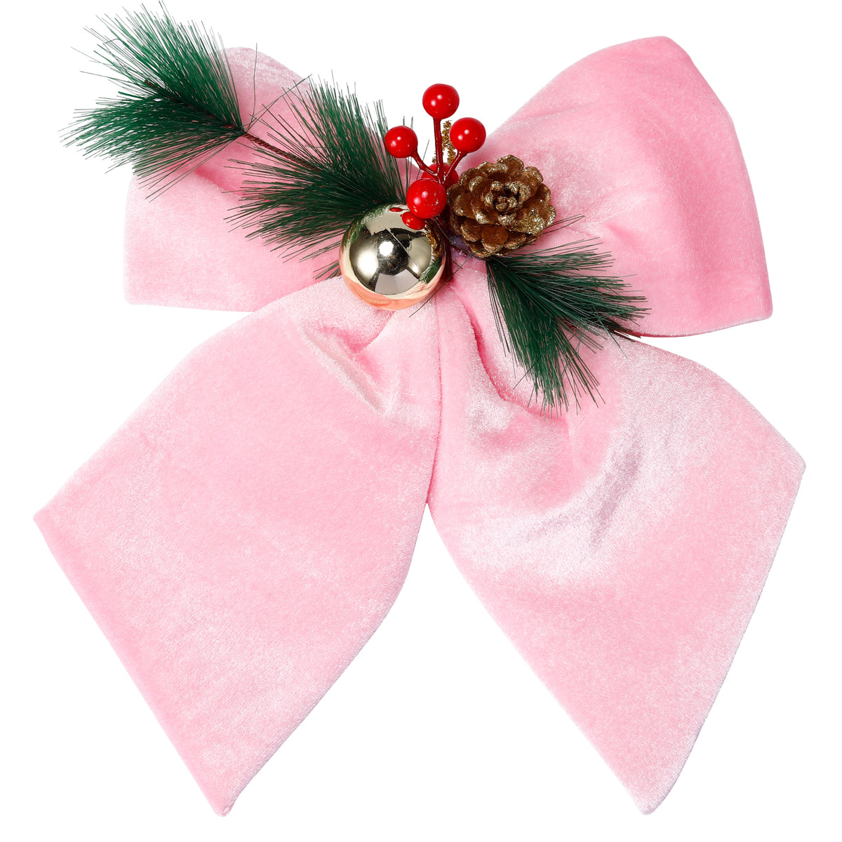 Allgala Pink Velvet Christmas Bows – 6 Pack