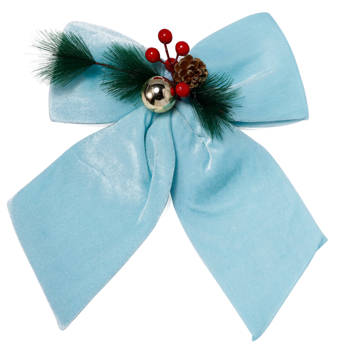 Allgala Light Blue Velvet Christmas Bows – 6 Pack