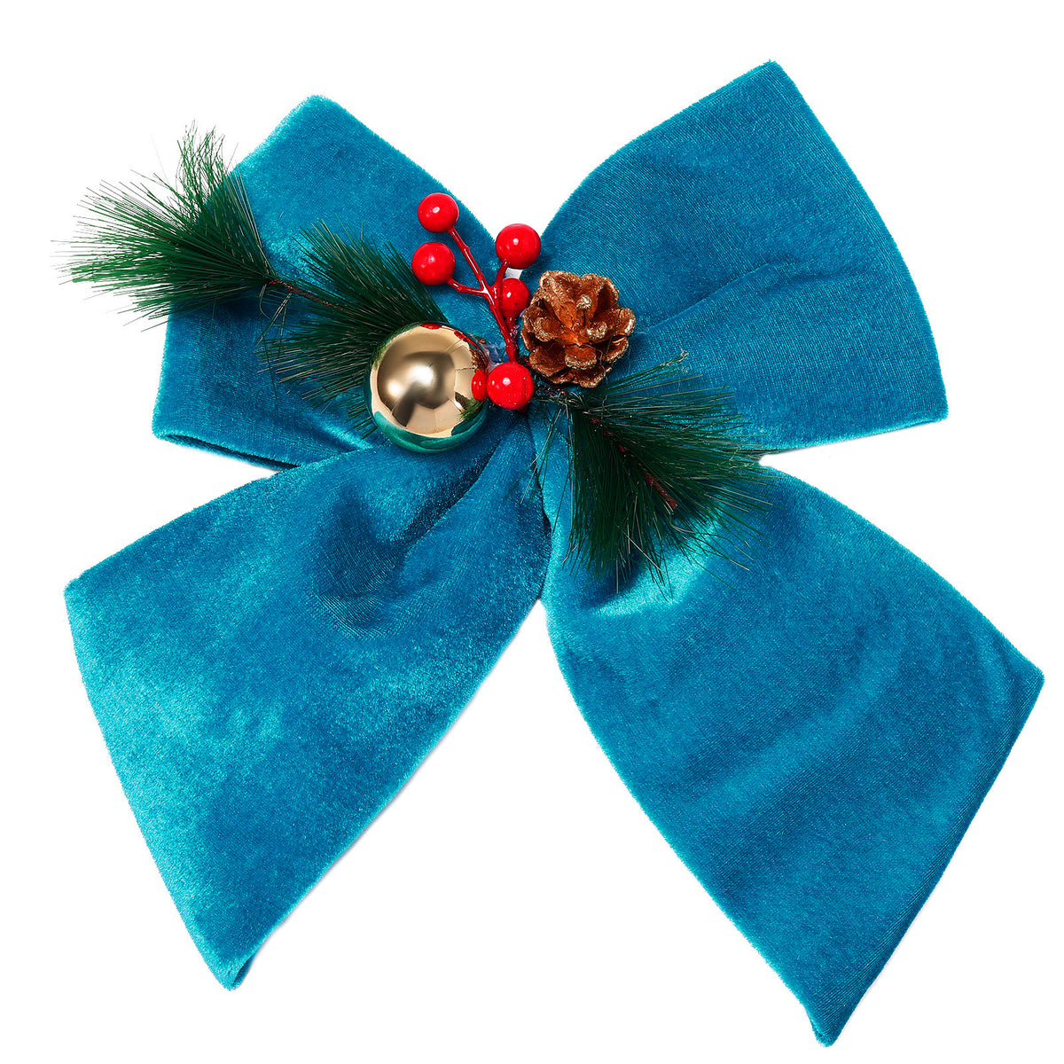 Allgala Turquoise Velvet Christmas Bows – 6 Pack