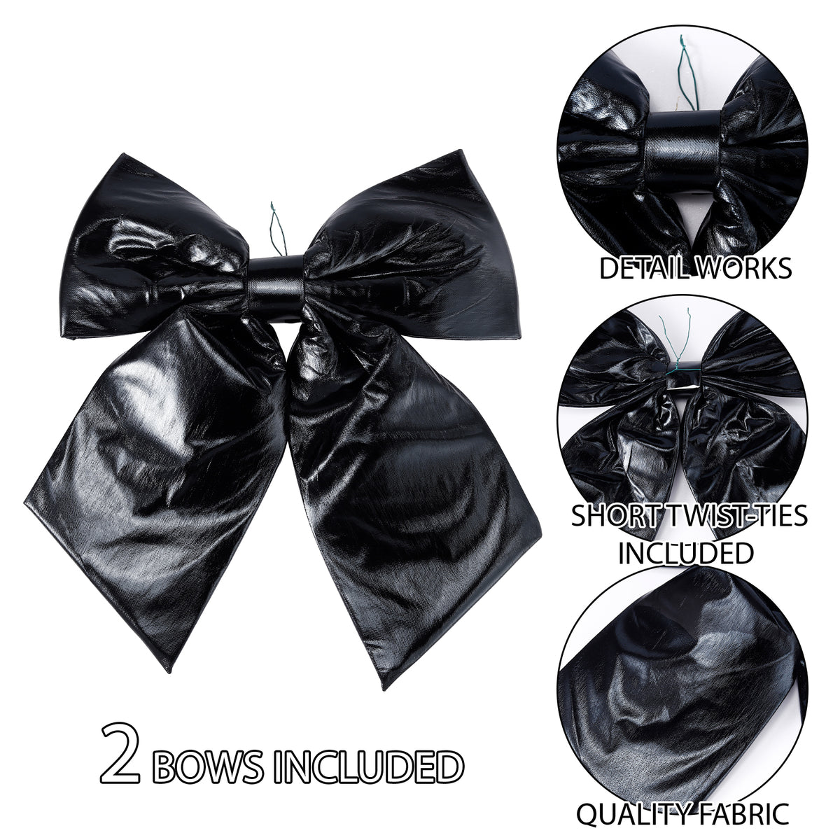 Allgala Black Metallic Foil Christmas Bows – 6 Pack