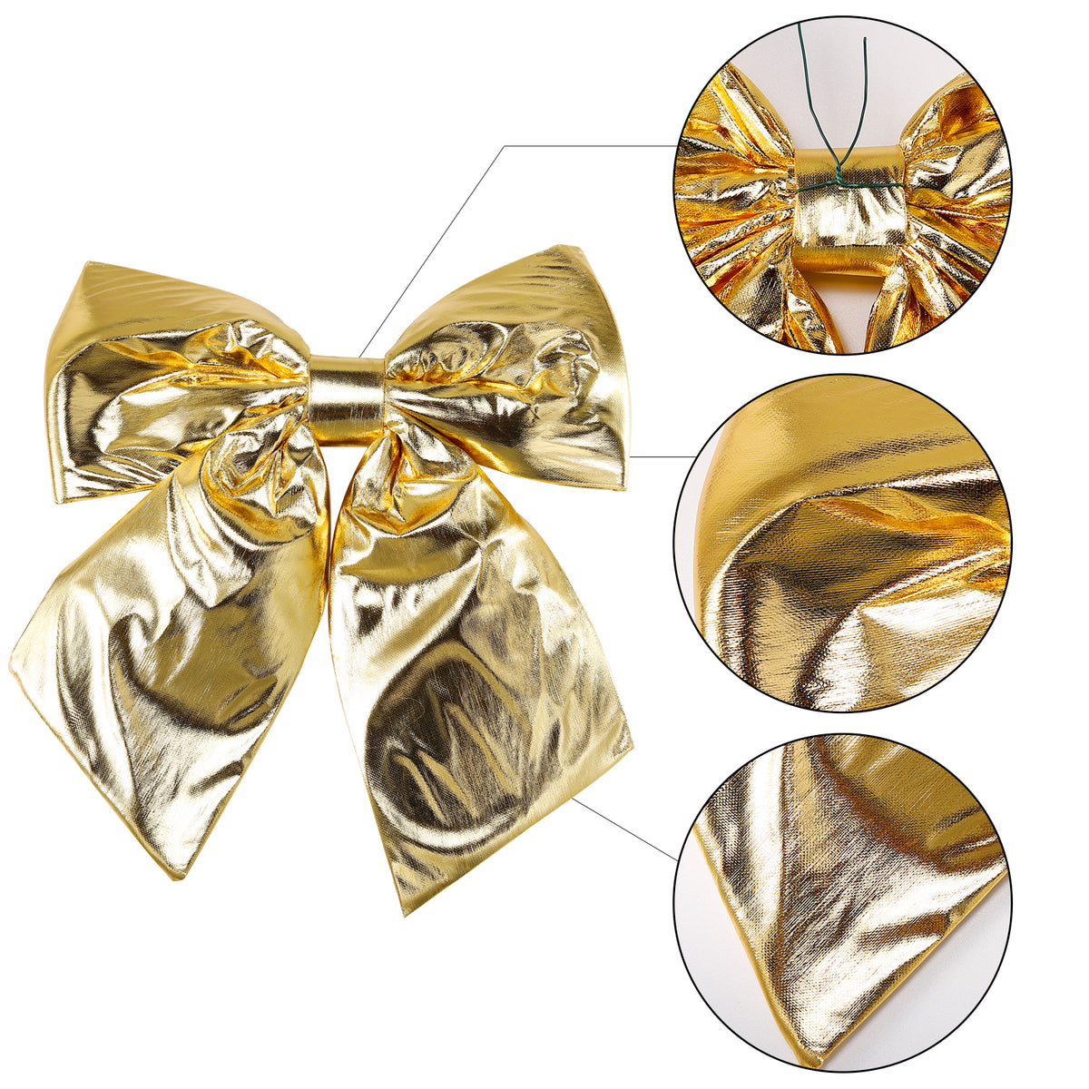 Allgala Gold Metallic Foil Christmas Bows – 6 Pack