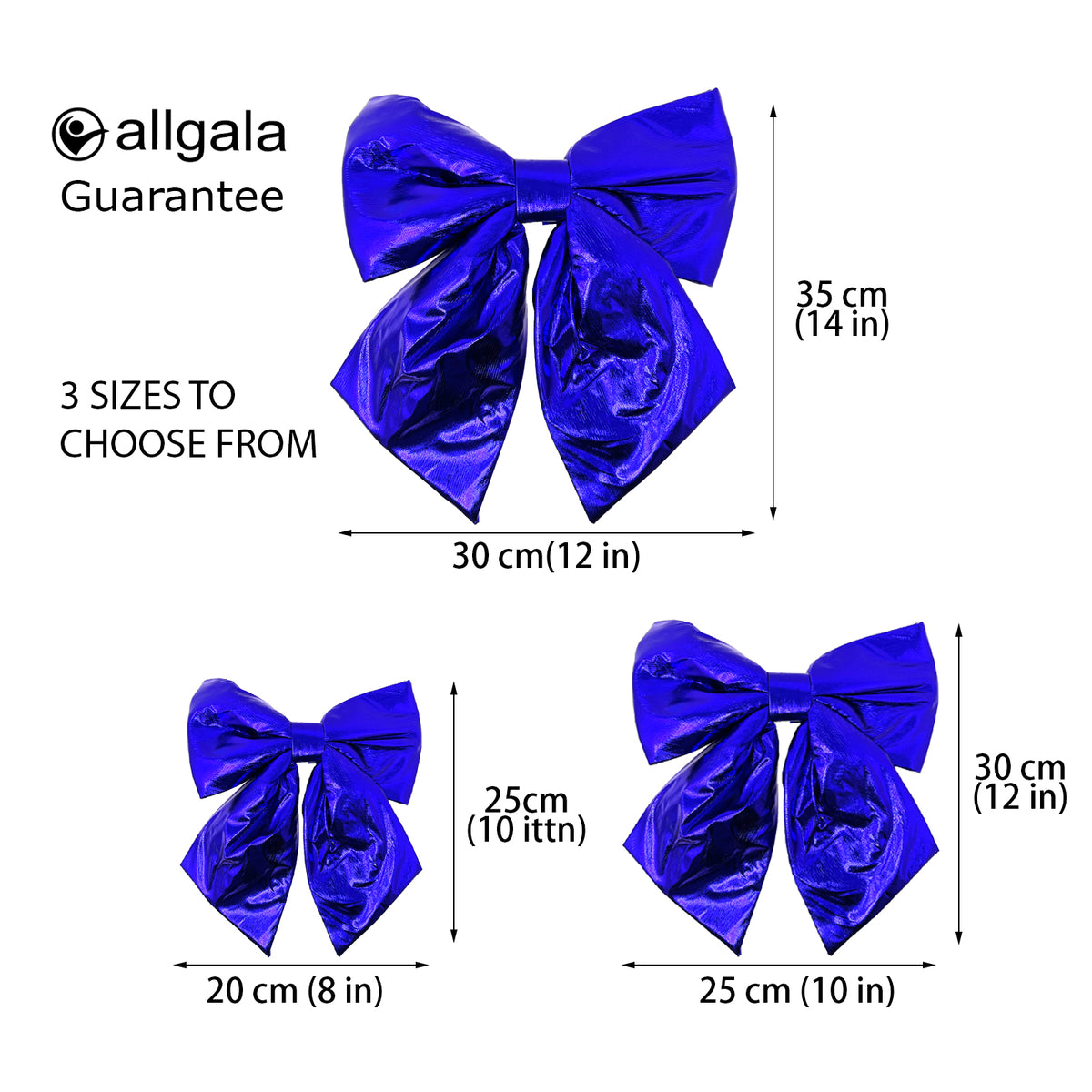 Allgala Royal Blue Metallic Foil Christmas Bows – 6 Pack
