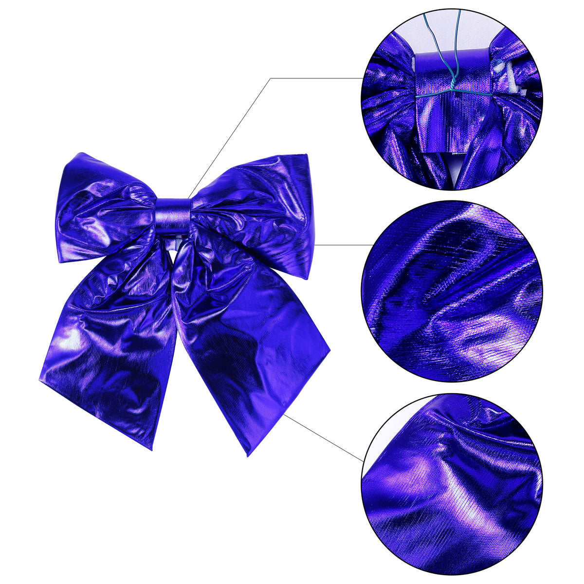 Allgala Royal Blue Metallic Foil Christmas Bows – 6 Pack