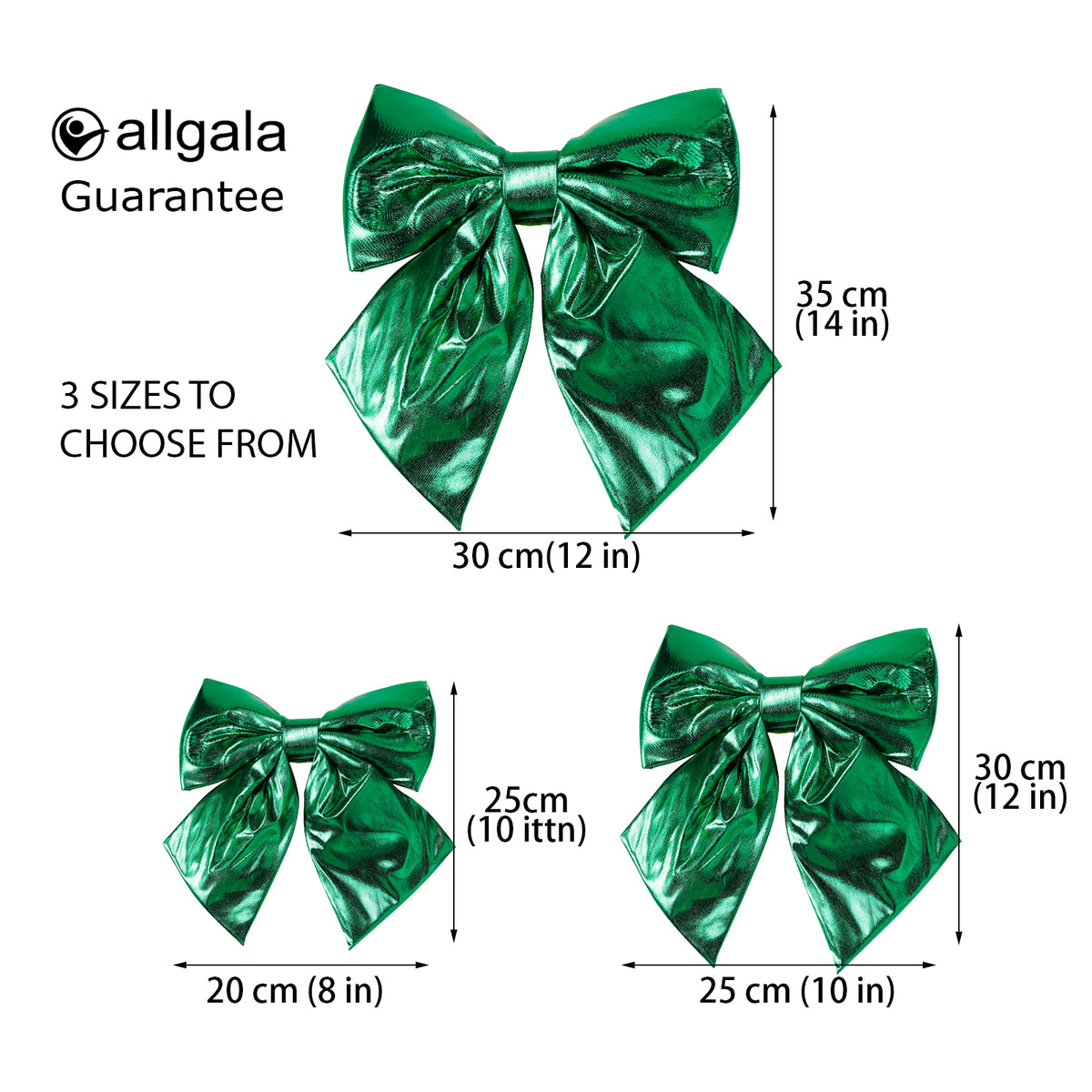 Allgala Green Metallic Foil Christmas Bows – 6 Pack