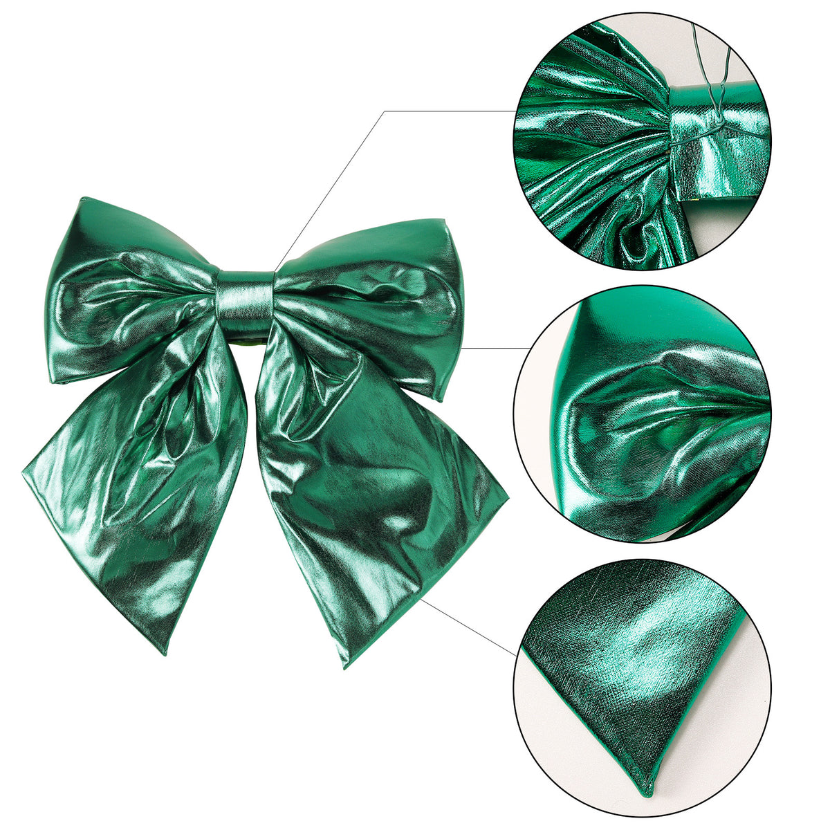 Allgala Green Metallic Foil Christmas Bows – 6 Pack