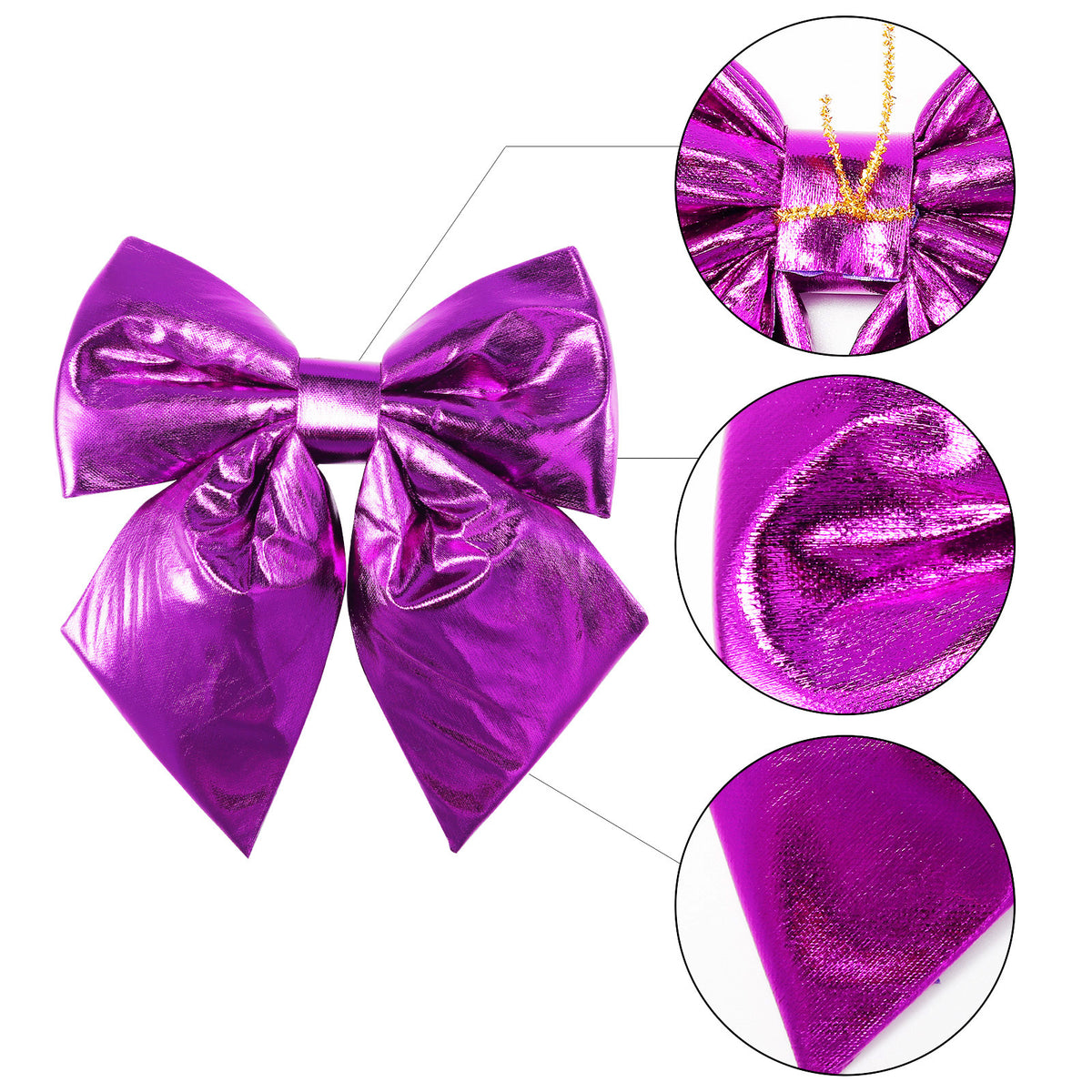 Allgala Magenta Metallic Foil Christmas Bows – 6 Pack