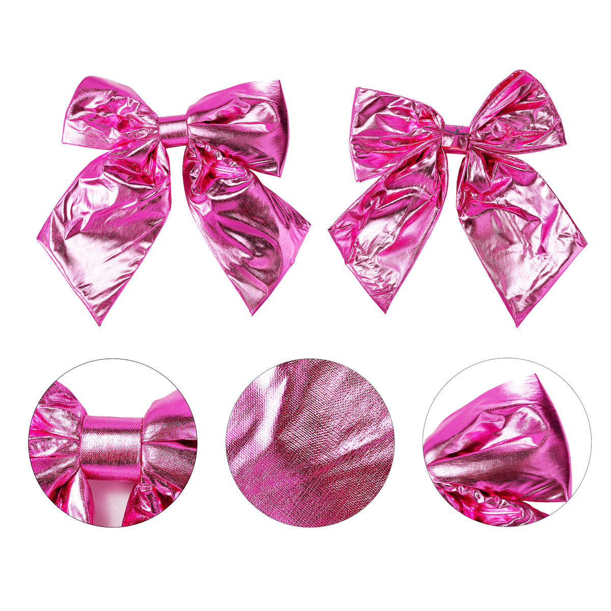 Allgala Pink Metallic Foil Christmas Bows – 6 Pack