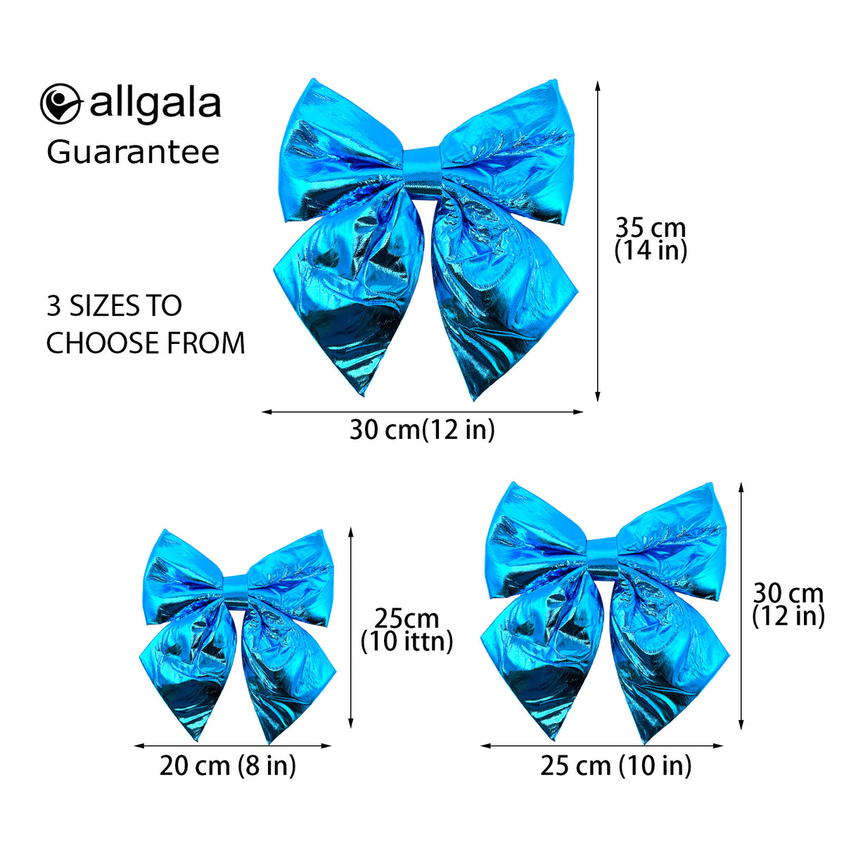 Allgala Turquoise Metallic Foil Christmas Bows – 6 Pack
