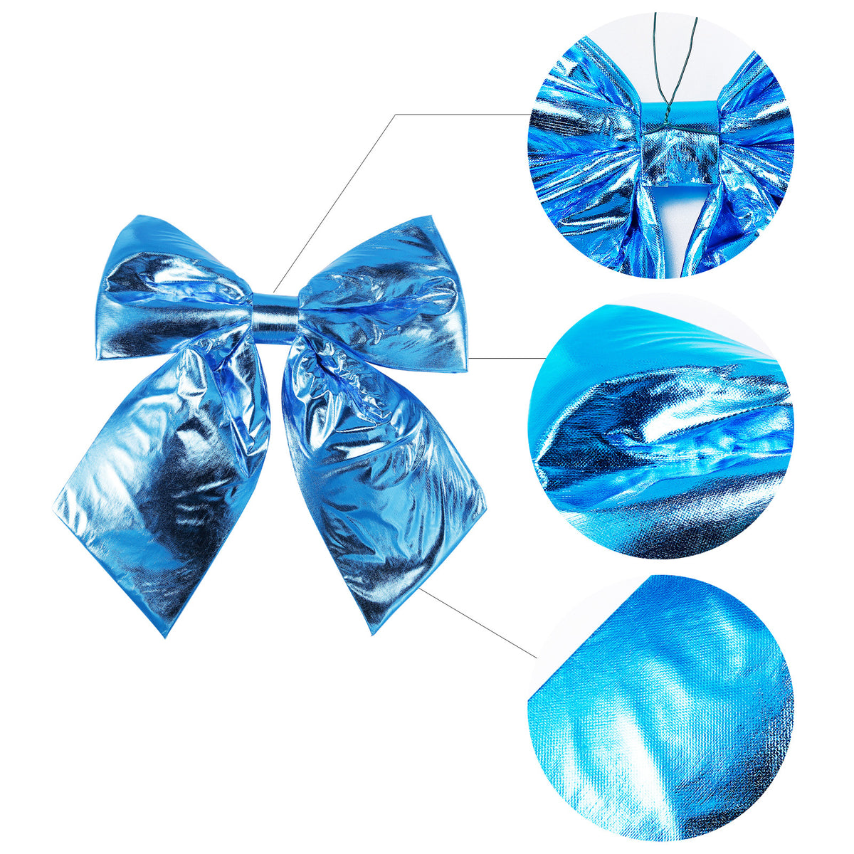 Allgala Turquoise Metallic Foil Christmas Bows – 6 Pack