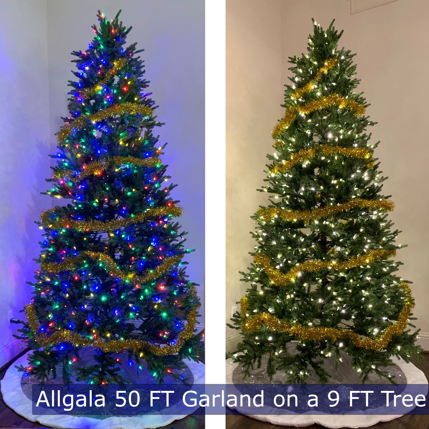 Allgala Christmas Garland 50 Feet Foil Tinsel Decoration for Holiday Tree Walll Rail Home Office Even