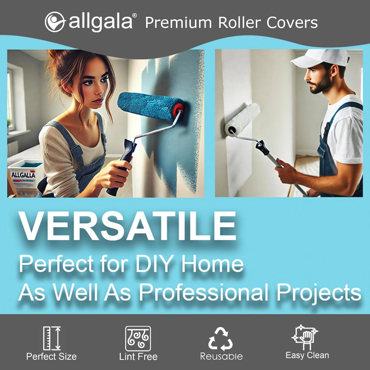Allgala Paint Roller 9 Inch Shedless Premium Painter Roller Covers - TH10309