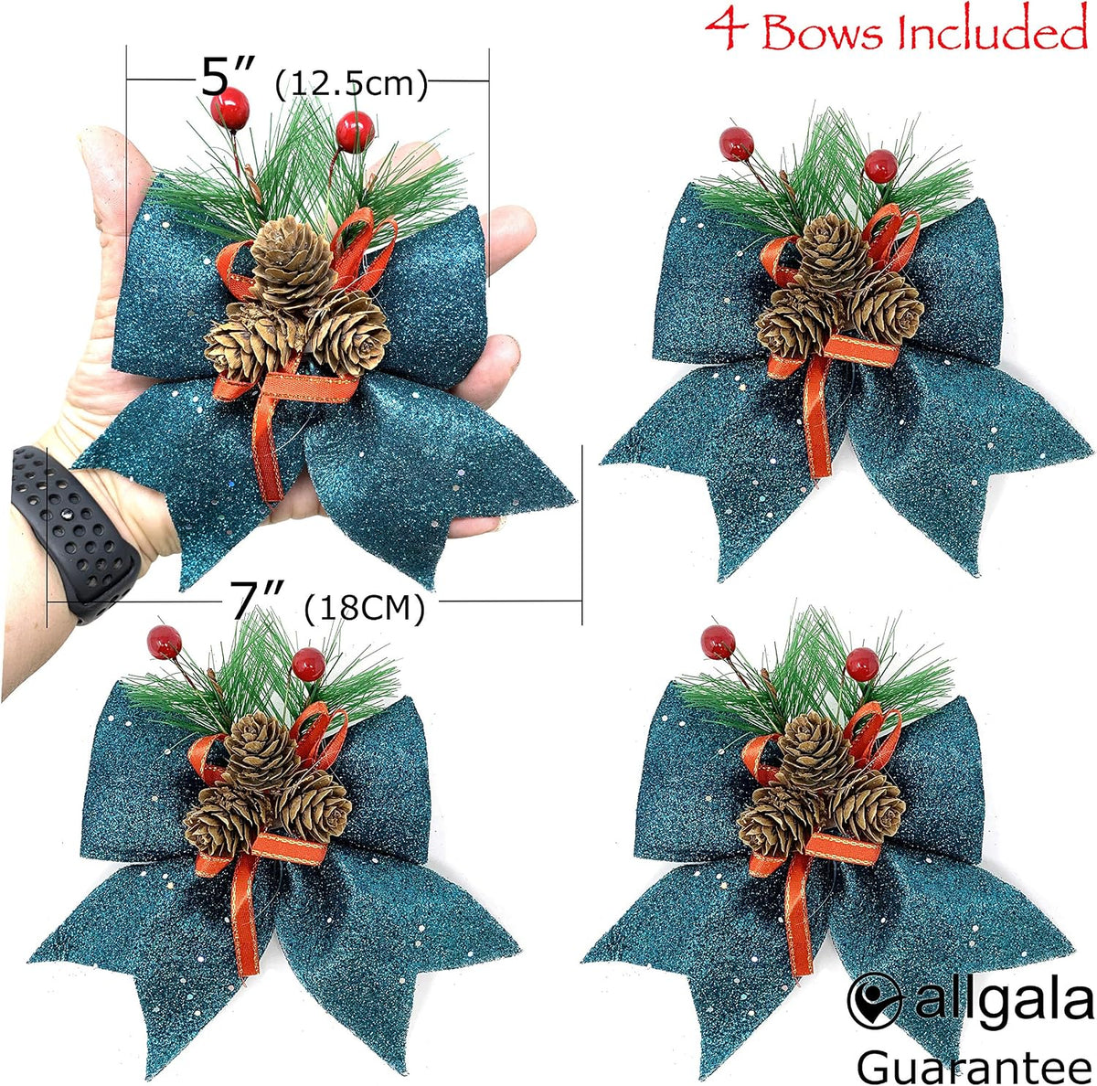 Allgala Christmas Decorative Bows for Wreaths, Garlands & Christmas Trees – Dark Green