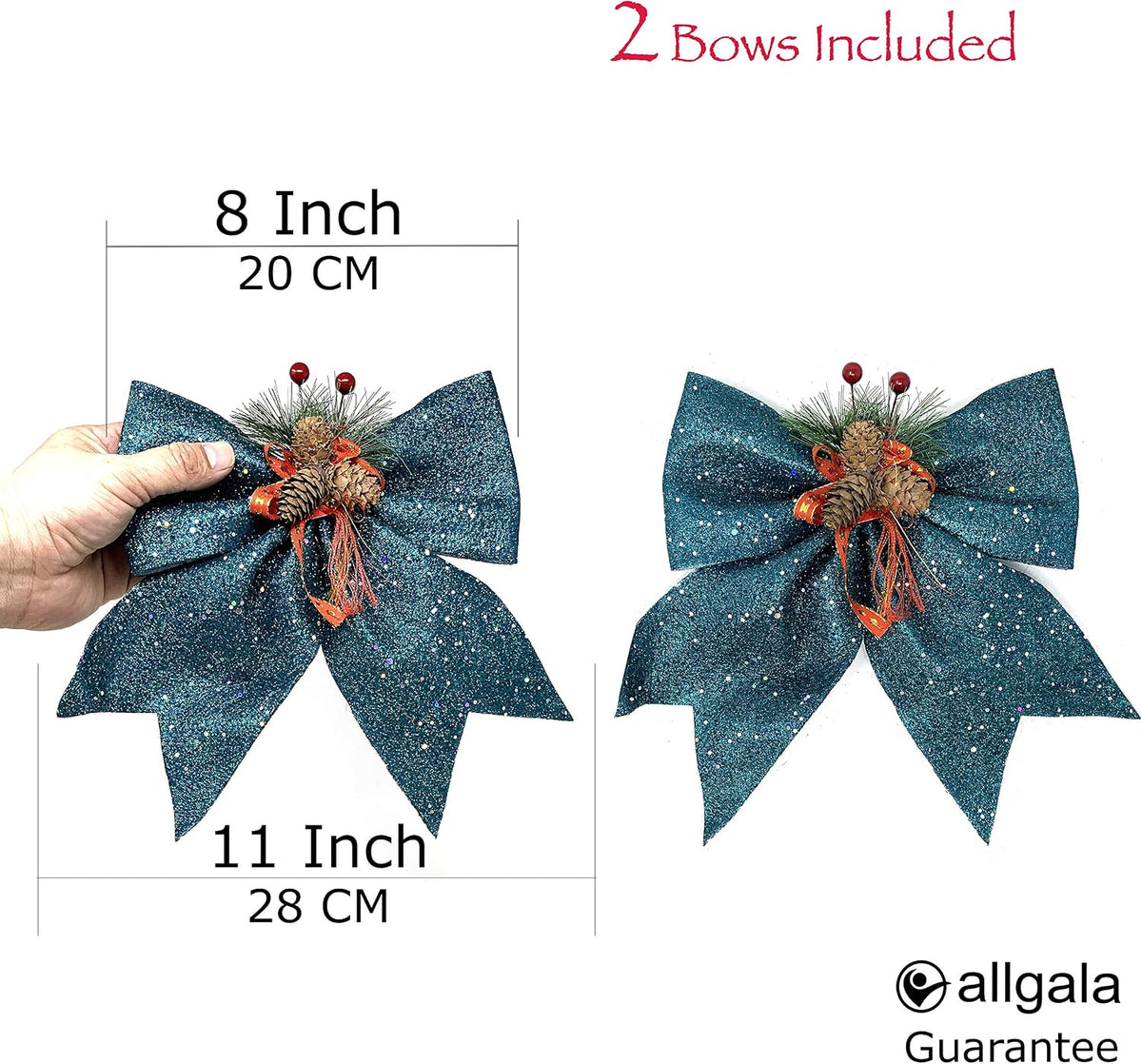Allgala Christmas Decorative Bows for Wreaths, Garlands & Christmas Trees – Dark Green