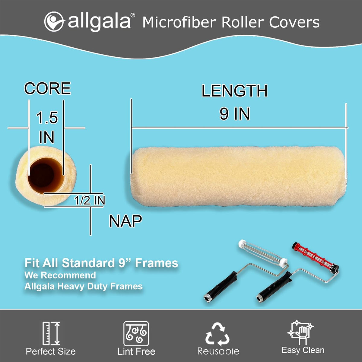 Allgala Paint Roller 9 Inch Shedless Premium Painter Roller Covers - TH10309