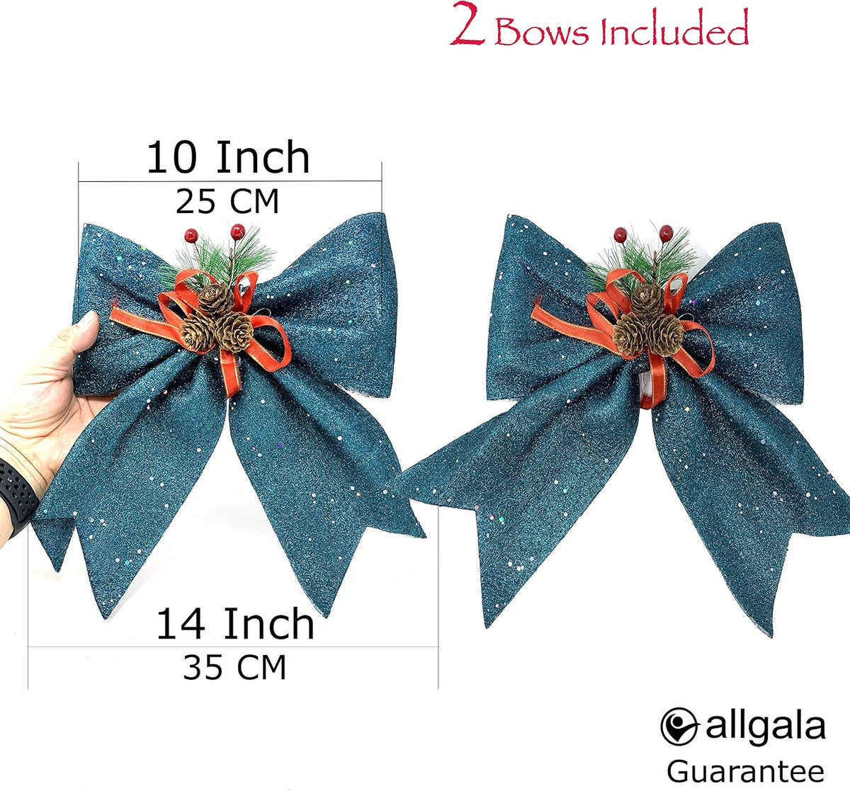 Allgala Christmas Decorative Bows for Wreaths, Garlands & Christmas Trees – Dark Green