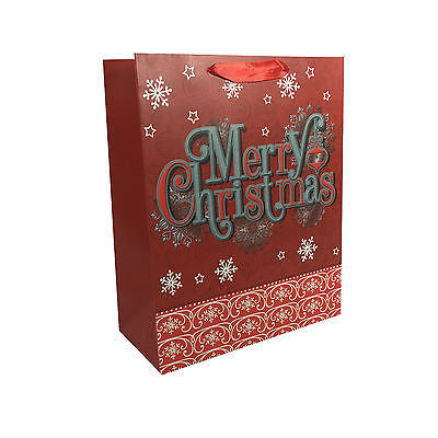 Allgala 12-PC Premium Christmas Gift Bags, Greetings, 3 size Available