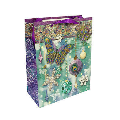 Allgala Gift Bags 12-PC Premium Christmas Gift Bags, glitter, 3 size Available