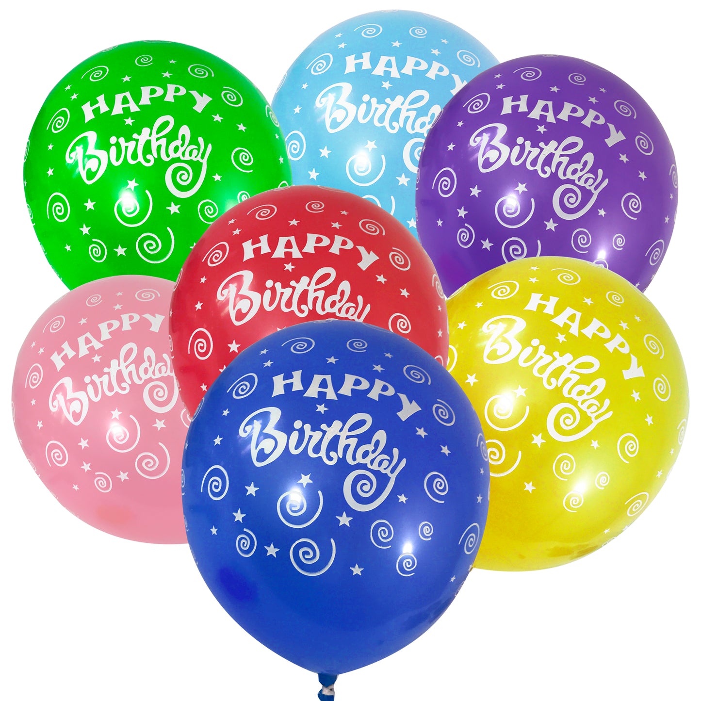 Allgala Balloons "Happy Birthday" 12" 100 Count Helium Grade Premium Printed Latex Balloons